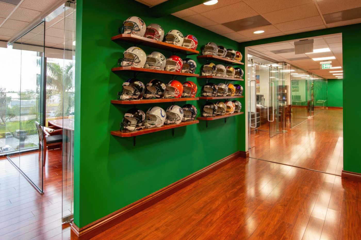 Centerpoint Plaza football helmet display 